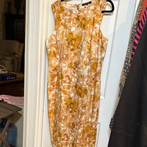 RACHEL Rachel Roy Orange and Cream Marble Midi Dress